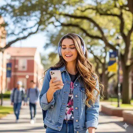 student using audileo audiobook